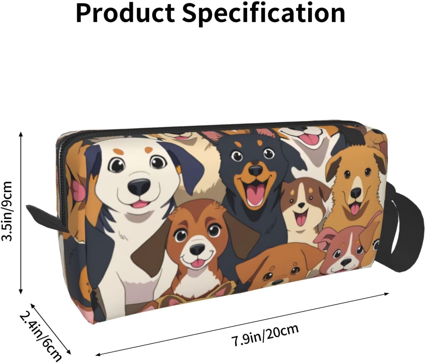 Adorable puppy Makeup Bag Small Compact & Durable Dogs Travel Cosmetic Bag Organizer Oxford Fabric