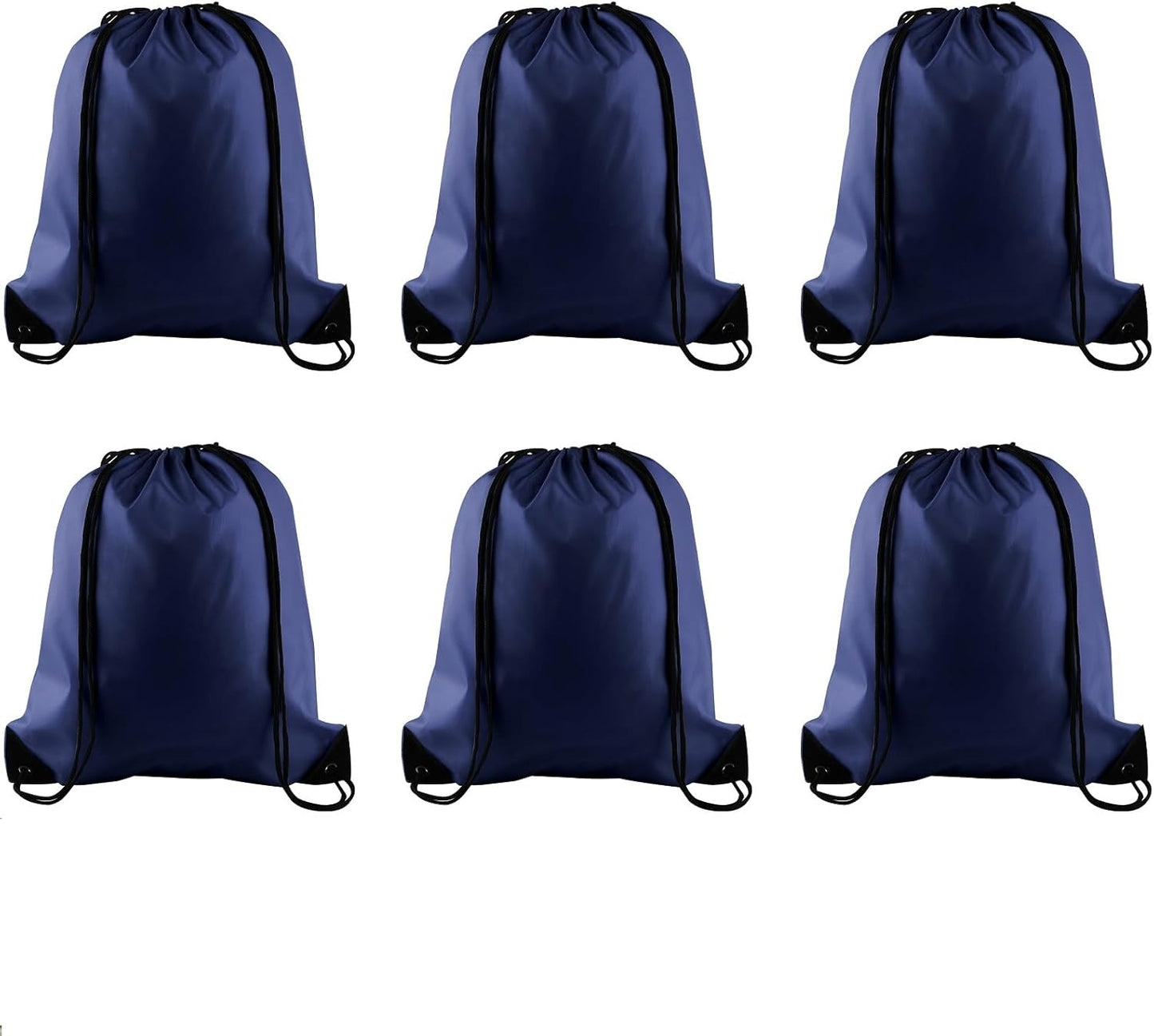 PLULON 6 Pcs Drawstring Bags Bulk Navy Blue Drawstring Backpack String Backpack Cinch Sack Sport Gym Backpack Bags for Yoga Traveling Outdoor Sports