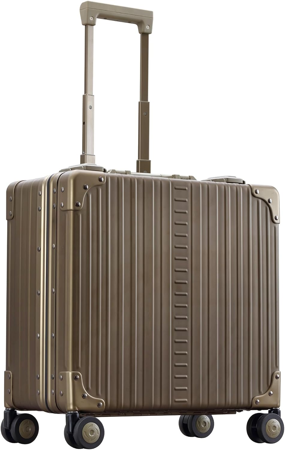 All Aluminum Lightweight 17" Deluxe Rolling Laptop Catalog Case for Men and Women | Vertical Opening Carry-On Bag with TSA Locks & Aircraft-Grade Aluminum Frame - Optimal Travel Companion (Champagne)