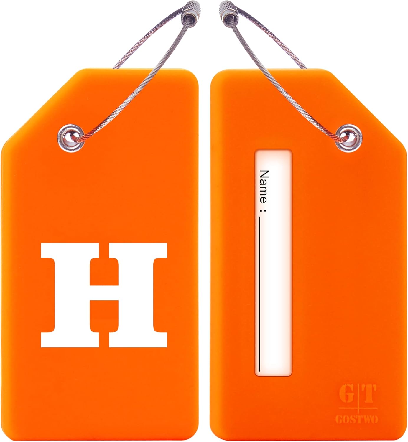 Gostwo 2 Pack Silicone Luggage Tags for Suitcases, 26 Initial Letter Baggage Labels Handbag School