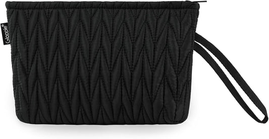 Gloppie Small Makeup Bag for Purse Portable Cosmetic Bag Puffy Padded Makeup Pouch Wristlet Pouch for Women Black