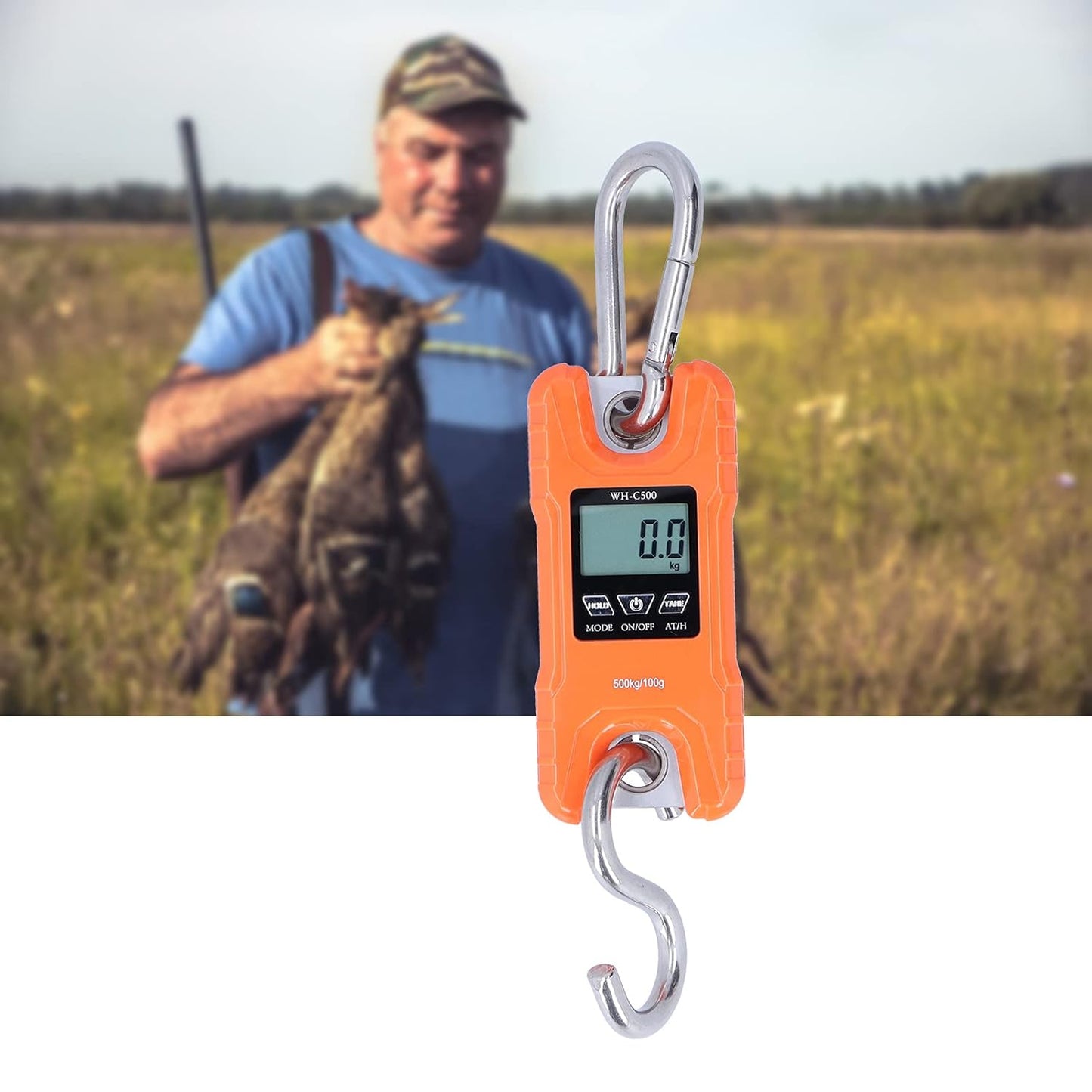 FLEXMAN Portable Electronic Hanging Scale LCD Display with ABS Engineering Plastic Shell 500kg (Yellow)
