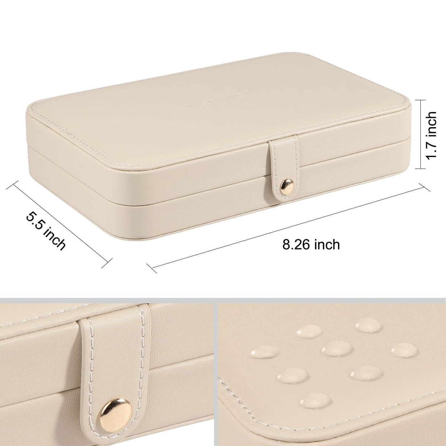 LANDICI Small Jewelry Box for Women Girls, PU Leather Travel Jewelry Case, Portable Jewelry