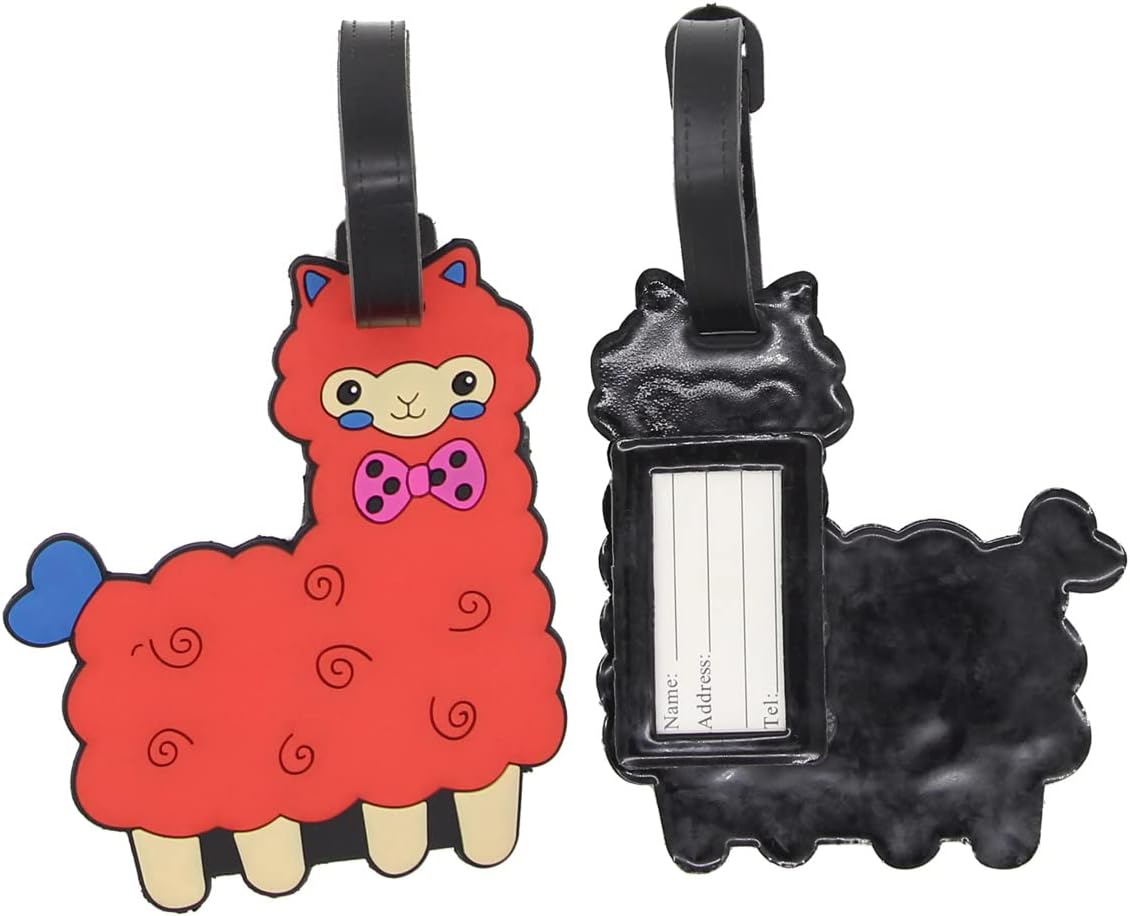 Alpaca Luggage Tags for Suitcases 2-Pack Cute Silicone Luggage Tag with Name ID Card Funny Suitcase Label