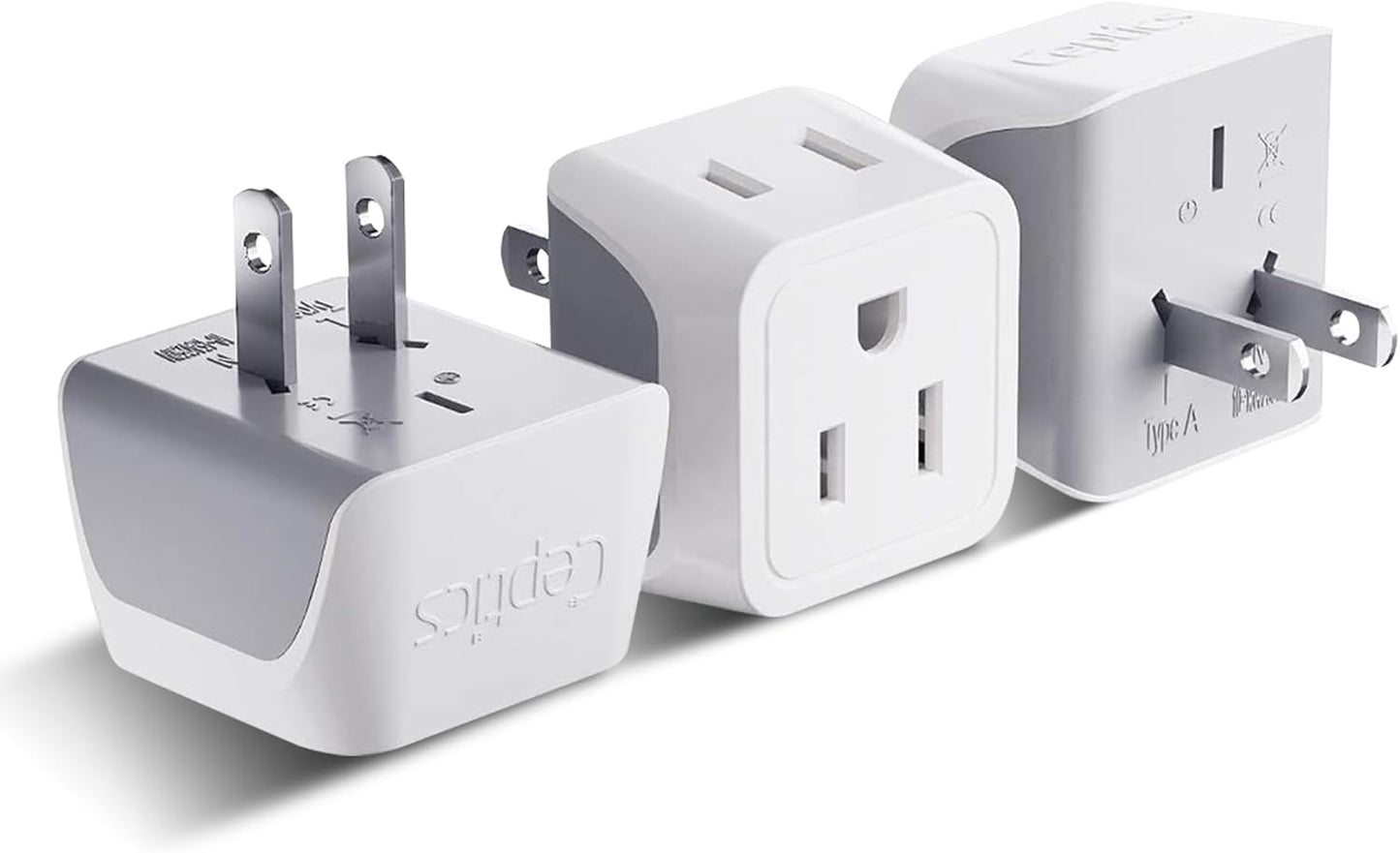 Japan, Philippines Travel Adapter Plug by Ceptics - USA 3 Pin Polarized to 2 Prong Unpolarized