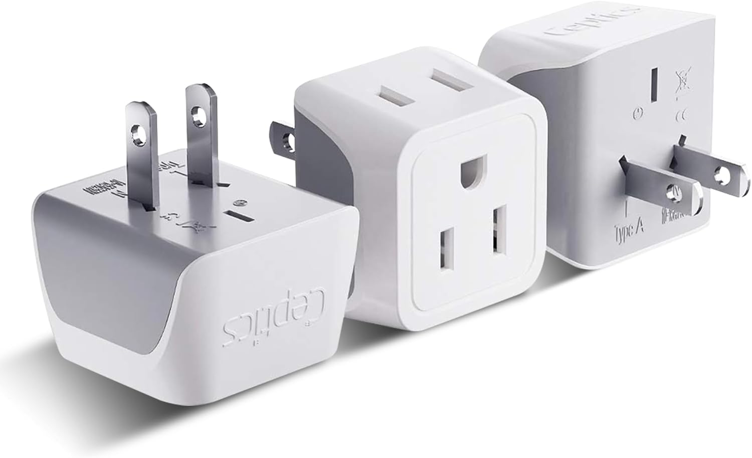Japan, Philippines Travel Adapter Plug by Ceptics - USA 3 Pin Polarized to 2 Prong Unpolarized