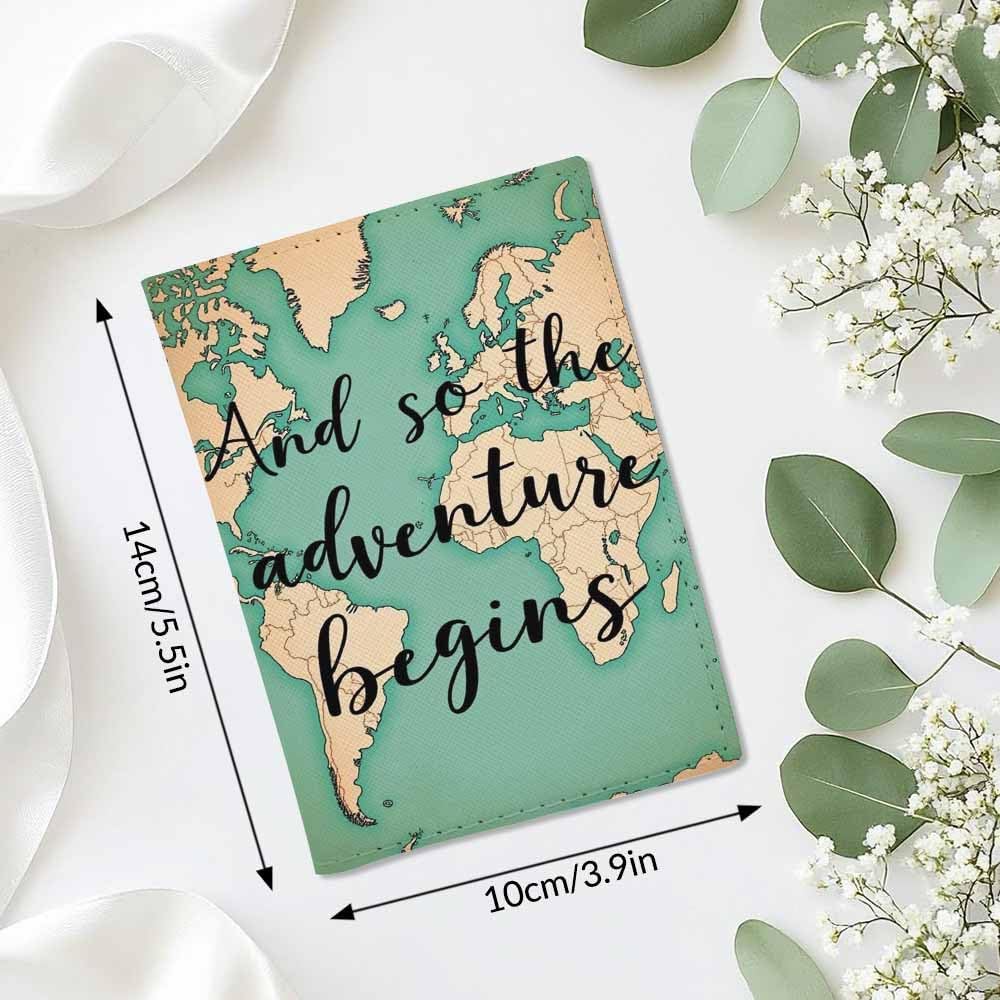 Creative Passport Holder for Travel and So the Adventure Begins PU Leather Passport Cover Wallet
