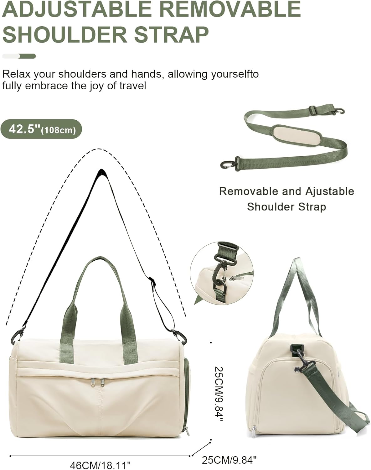 Gym Bag for Women Duffle Bag with Shoe Compartment Yoga Mat Bag Sports Workout Bag Weekend