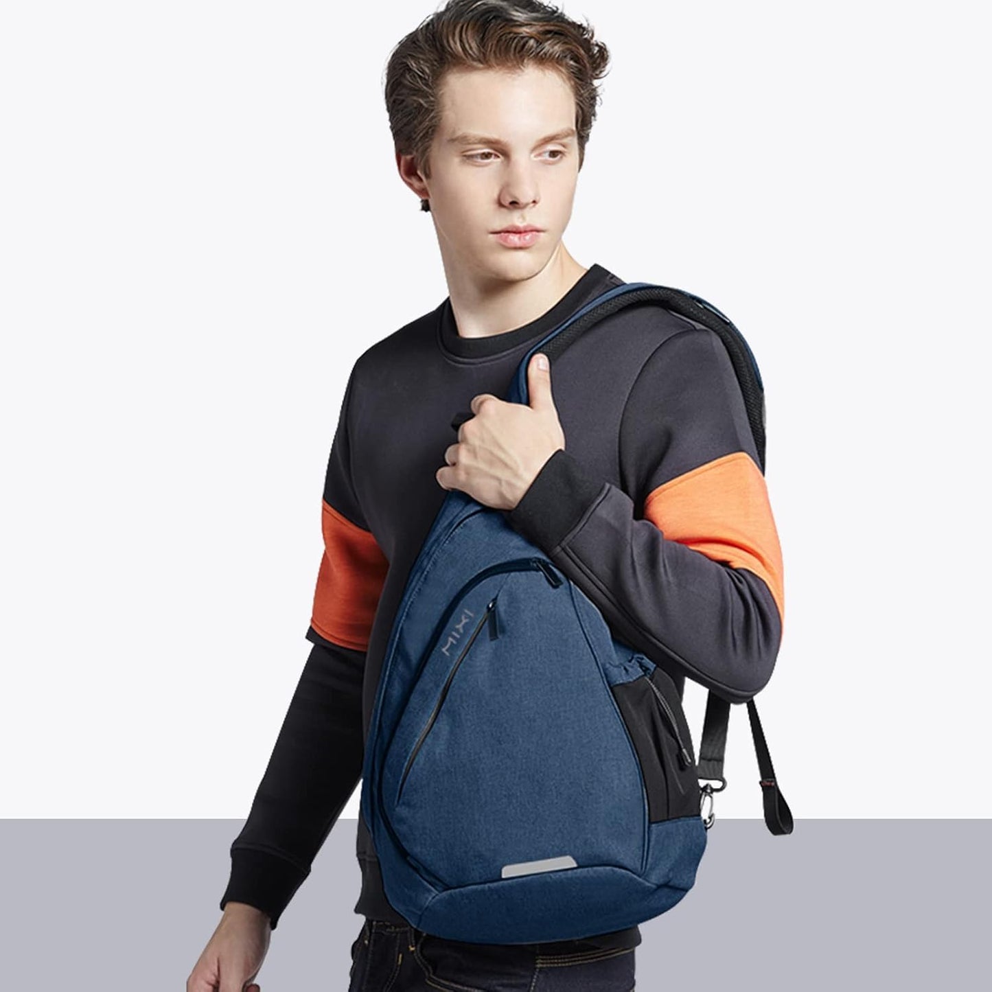 mixi Sling Bag Men Backpack Unisex One Shoulder Bag Hiking Travel Backpack Crossbody with USB Port