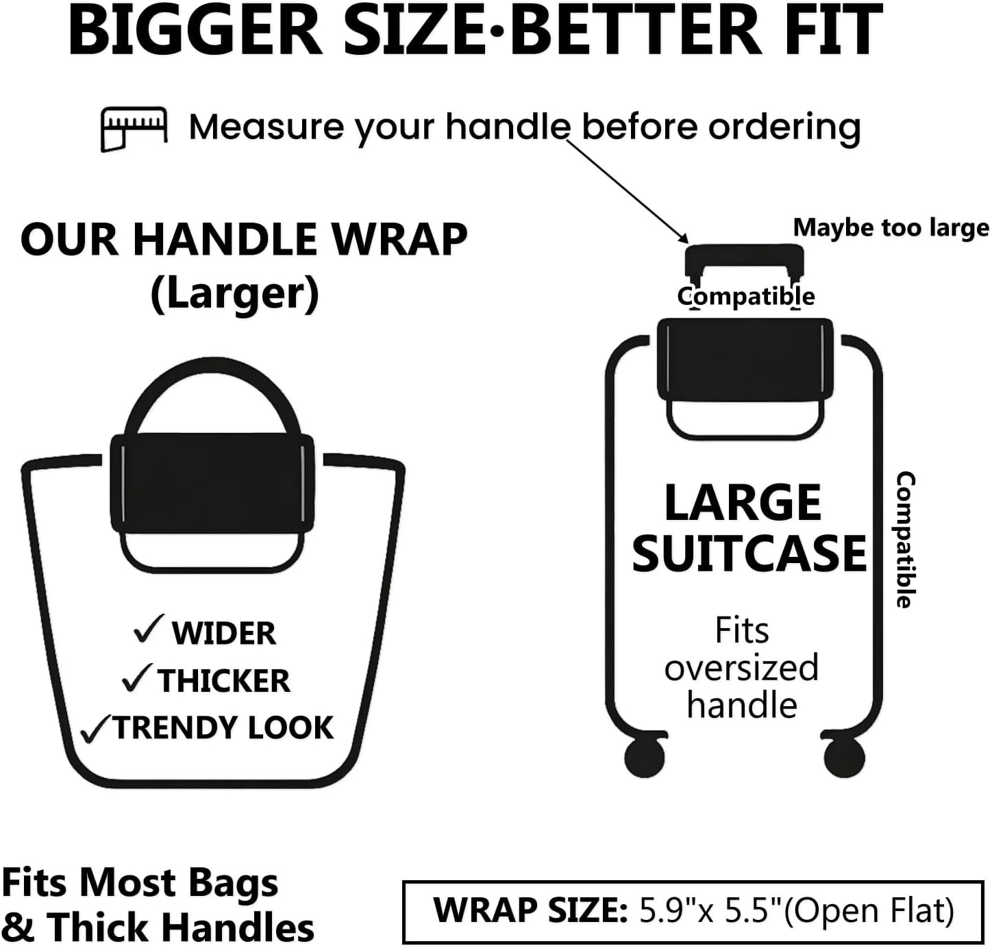 Luggage Handle Wraps 3Pcs – Neoprene Bag Handle Wrap for Bogg, Luggage Identifiers for Suitcases