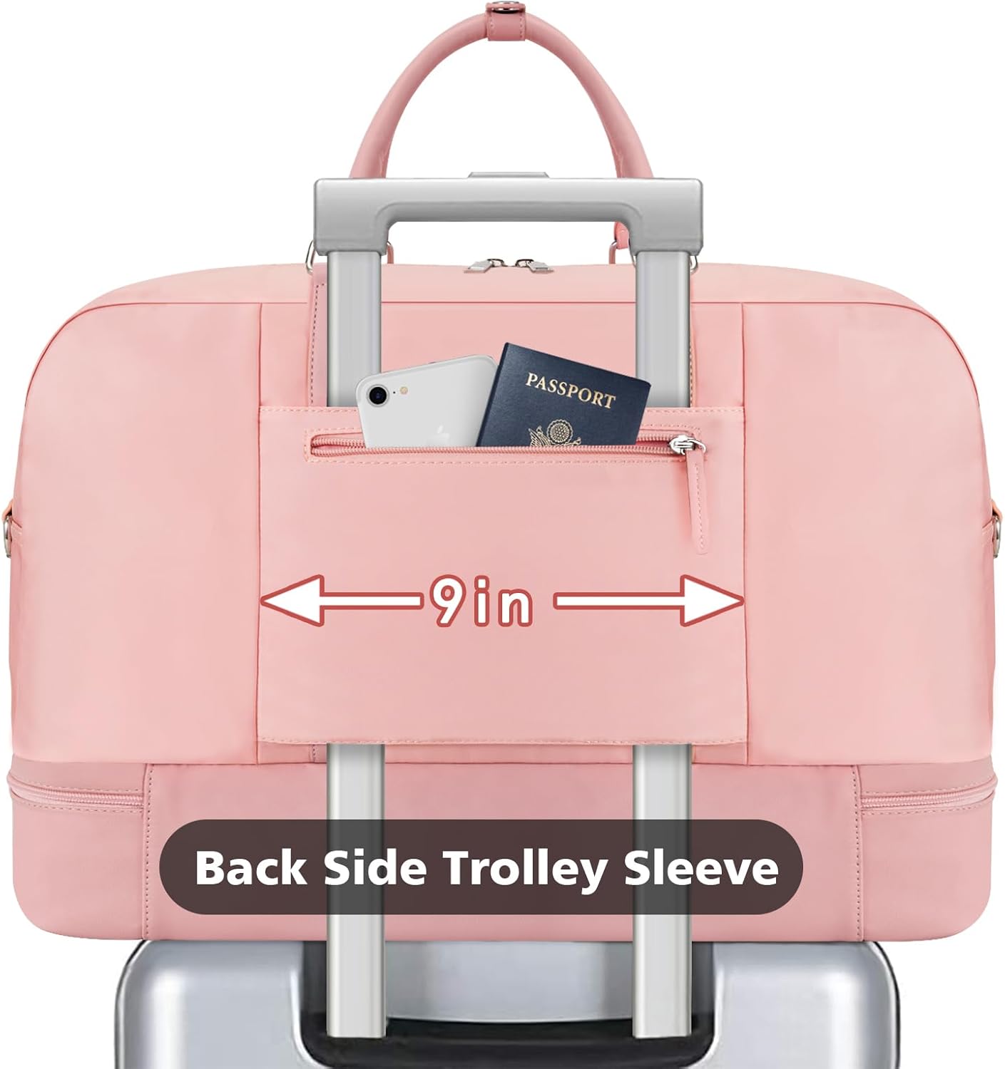 Weekender Bag for Women, Large Overnight Bag Canvas Travel Duffel Bag Carry On Tote with Shoe Compartment 21" 3Pcs Set