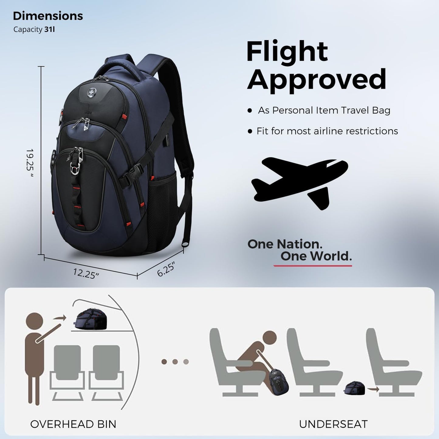 Swissdigital Design Laptop Backpack with USB Charging Port, Travel Backpack Fits 15.6 inches