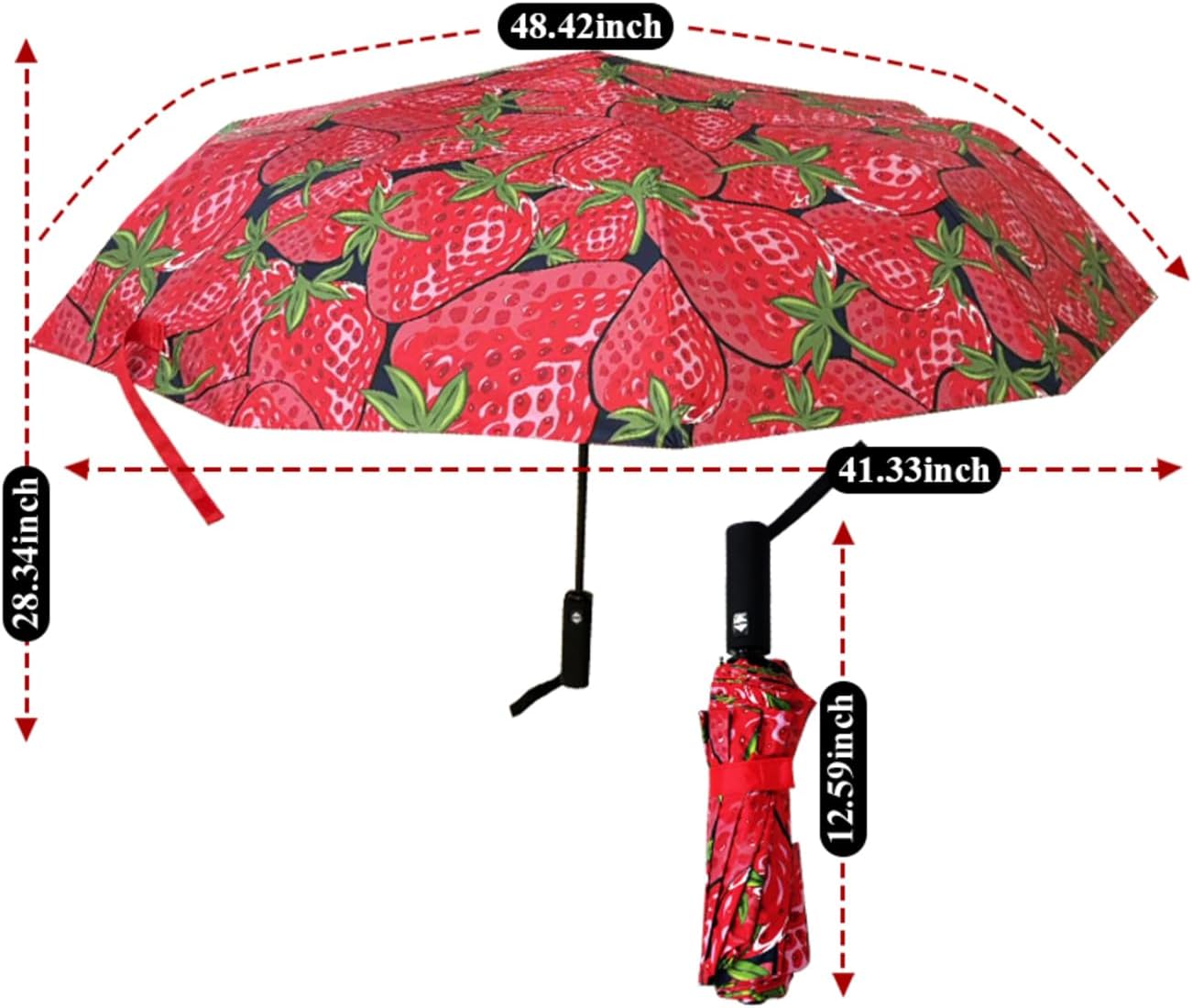 Windproof Travel Automatic Umbrella, 10 Ribs, Rainproof Foldable, Uv-Resistant, Portable