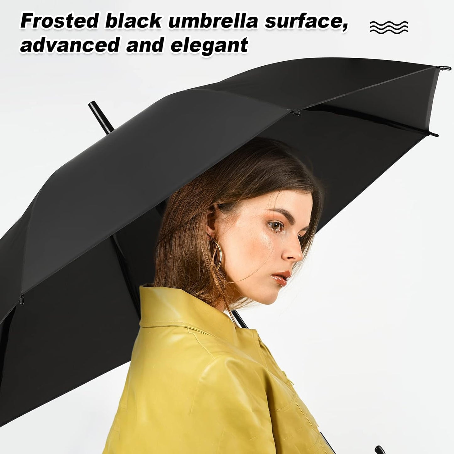 Reginary 30 Pieces Wedding Umbrellas Bulk Auto Open Stick Umbrellas with White European J Hook Handle Windproof Large Canopy Umbrella for Outdoor Wedding Bride Groom Photography Golf