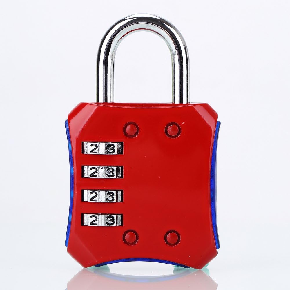 ABRAFOX Padlocks, Heavy Duty 4-Digit Re-settable Combination Codes Locks, Luggage Locks for Gym, Indoor, School or Sports Locker, Toolbox, Fence Daily Use Red 2pack