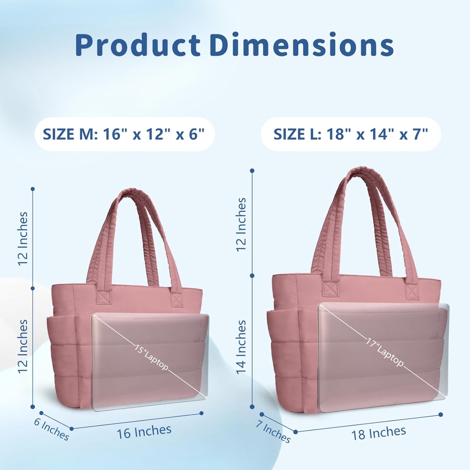 TOPDesign Puffer Tote Bag for Women, Lightweight Puffy Handbag with Compartments, Quilted Shoulder