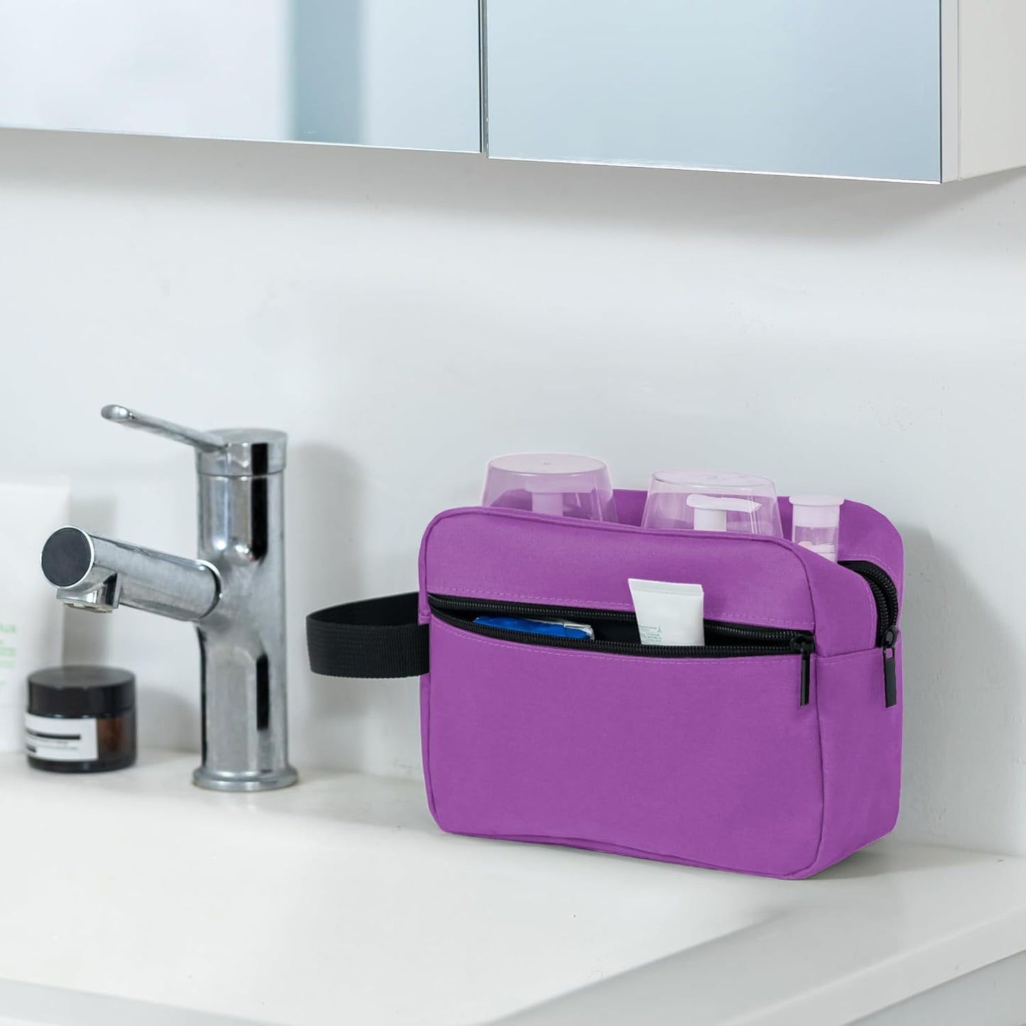 Elviros Travel Toiletry Bag for Women and Men, Lightweight Makeup Bag Hanging Dopp Kit with Shaving Compartment Cosmetic Organizer Small Tool Bag Travel Essentials Gift for Women, Grape Purple