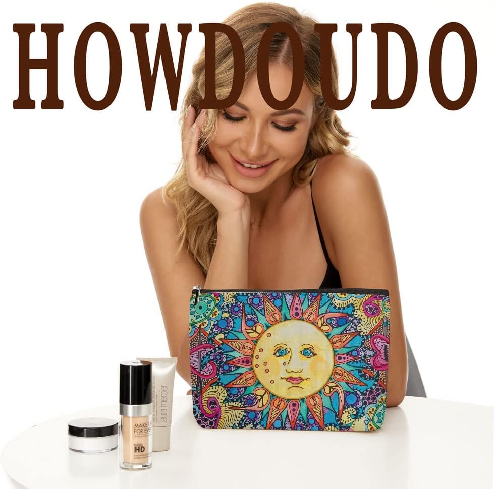 Hippie Gifts for Women Hippie Cosmetic Bag, Hippie Décor Stuff Beatles Inspired Lyric Peace Sun Hippie Boho Makeup Bag, Cosmetic Bag For Women Makeup Bag with Zipper Pouch Travel Bags Accessories
