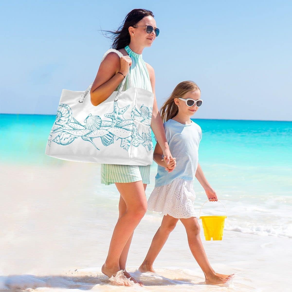 senya Large Beach Shoulder Bags Canvas Tote Water Resistant for Gym Travel Daily