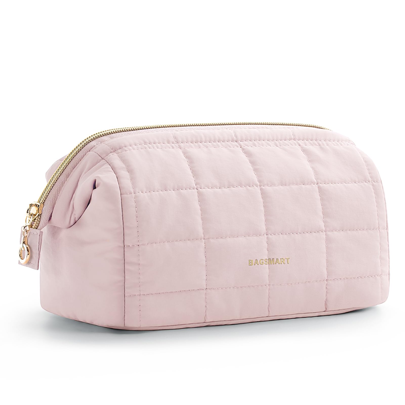 BAGSMART Makeup Bag Travel Toiletry Bag, Wide-open Zipper Pouch, Pink