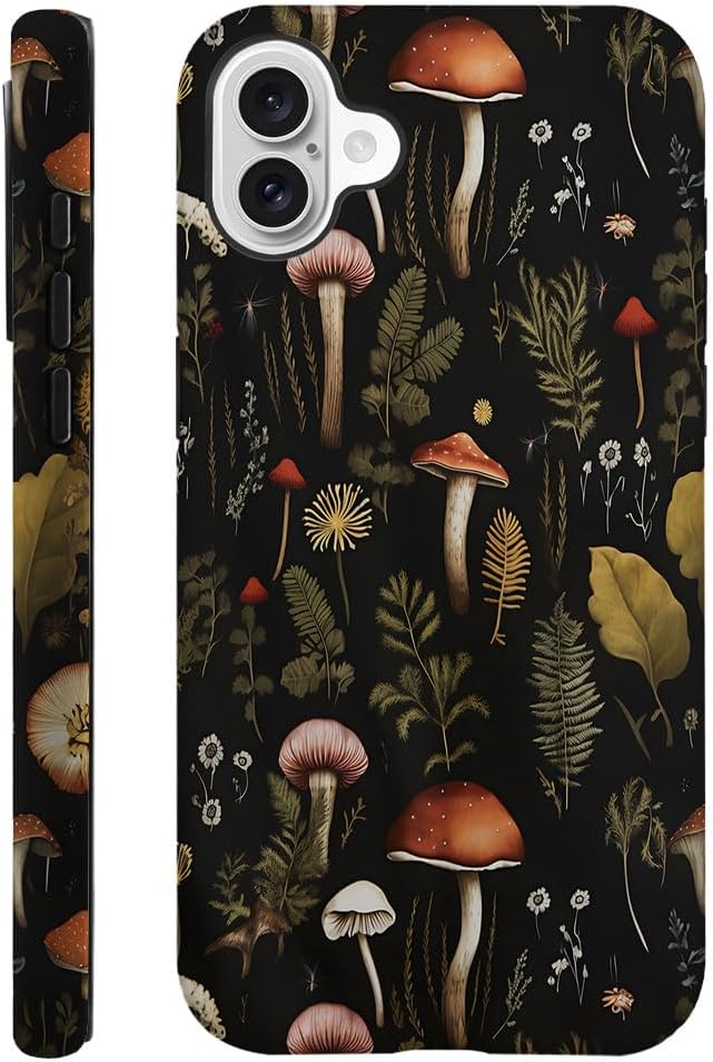 SEized Case Compatible with for iPhone 16 Plus,Vintage Mushroom Snail Daisy Leaf Phone Case for Girl Women Boy Men,Durable Protection Phone Case for iPhone 16 Plus
