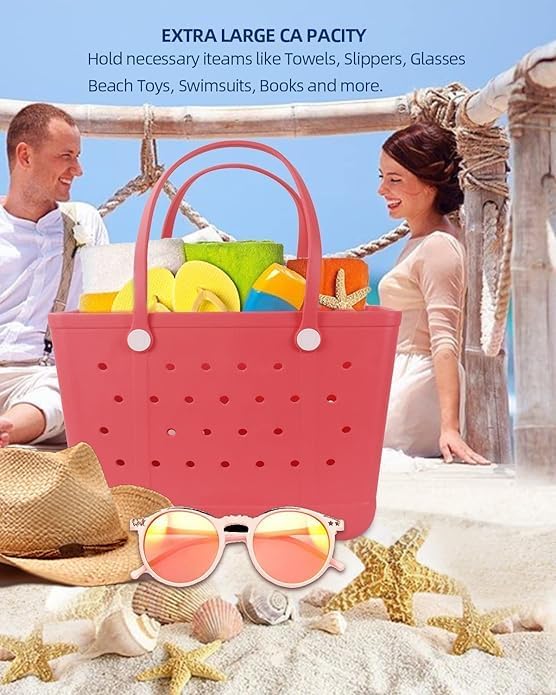 Tote Bag for Women - Large Rubber Beach Bag, Medium Waterproof Sandproof Travel Tote Bags for Beach Outdoor Sports