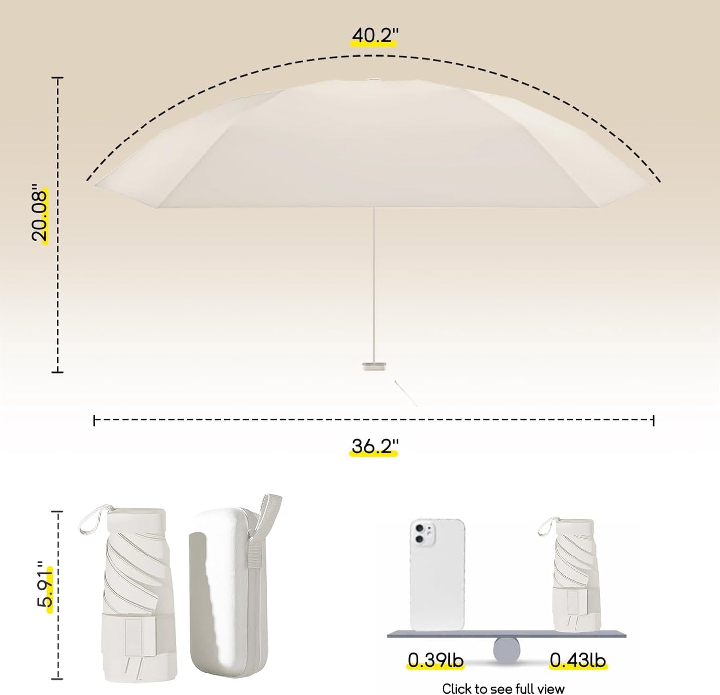 Mini Travel Sun Umbrella for Purse with Case Small Compact UV Protection Folding Umbrella Lightweight Portable Windproof Parasol for Women Girls