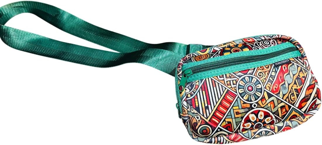 Yewande&co Neoprene Fanny Pack Belt Bag – Lightweight Waterproof Waist Bag with Adjustable Strap, 3 Zippered Pockets, Crossbody Belt Bag for Travel, African Design Crossbody Bags (Petals)