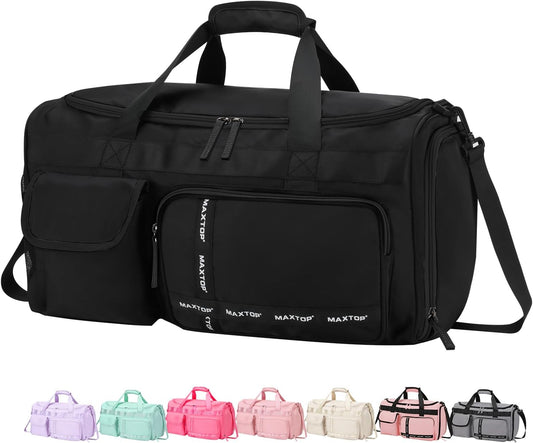 MAXTOP Gym Bag for Women Men Travel Duffle Bag Large Capacity Carry On Weekender Overnight Bag With Shoe Compartment Gym Tote Dry Wet Separation Duffel Bag for Travel