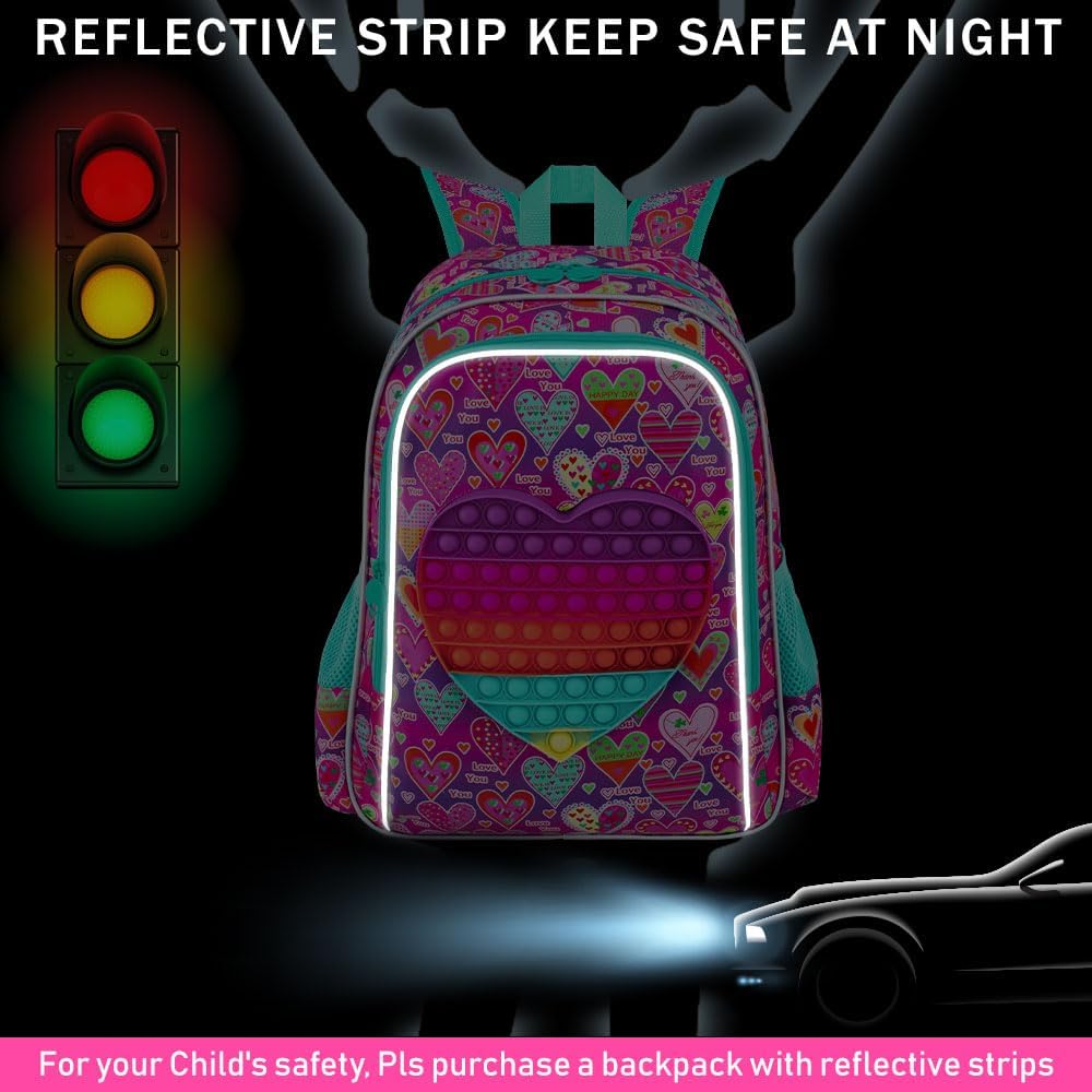 AGSDON 3PCS Girls Backpack，16" Kids Bookbag for Girl anf Water Resistant Backpacks for Preschool Toddler