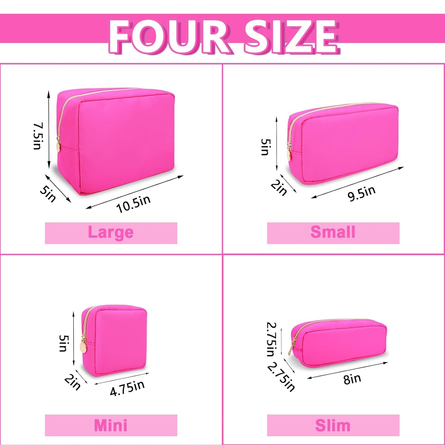 Large Makeup Bag Pouch,Nylon Women Travel Toiletry Storage Bag Preppy Cosmetic Bag for Girls,Big