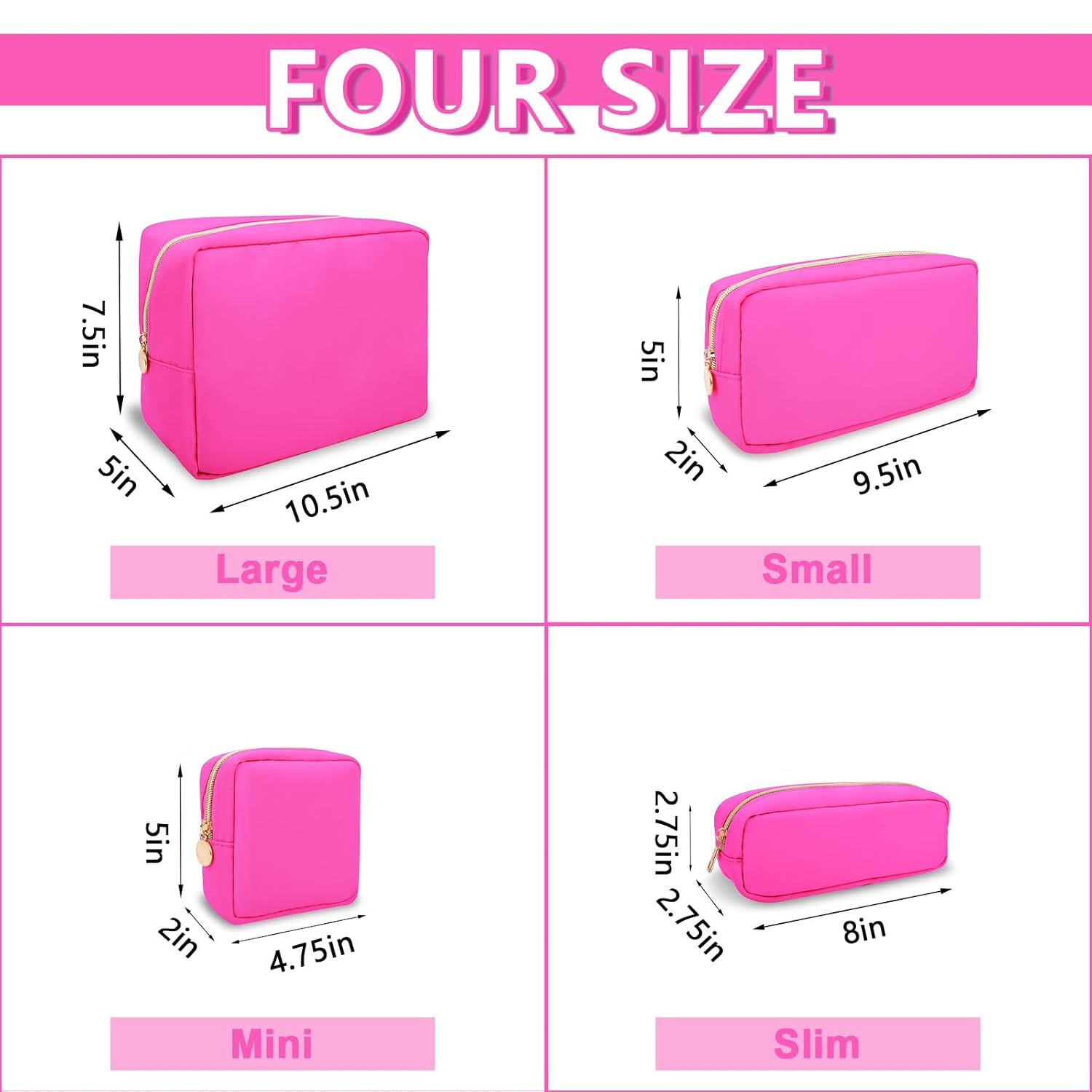 Large Makeup Bag Pouch,Nylon Women Travel Toiletry Storage Bag Preppy Cosmetic Bag for Girls,Big