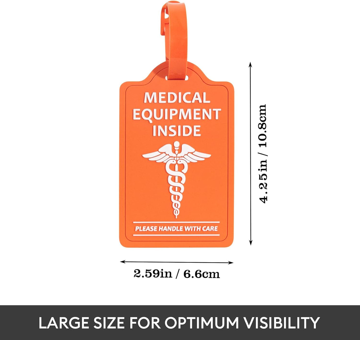 YULEAXIE Medical Equipment Luggage Tags (2-Pack) – TSA Approved Bright Orange & Blue Alert Tags for CPAP Devices, Mobility Equipment & Travel Bags – 4.25" x 2.59" Easy-Identify Medical ID Tags