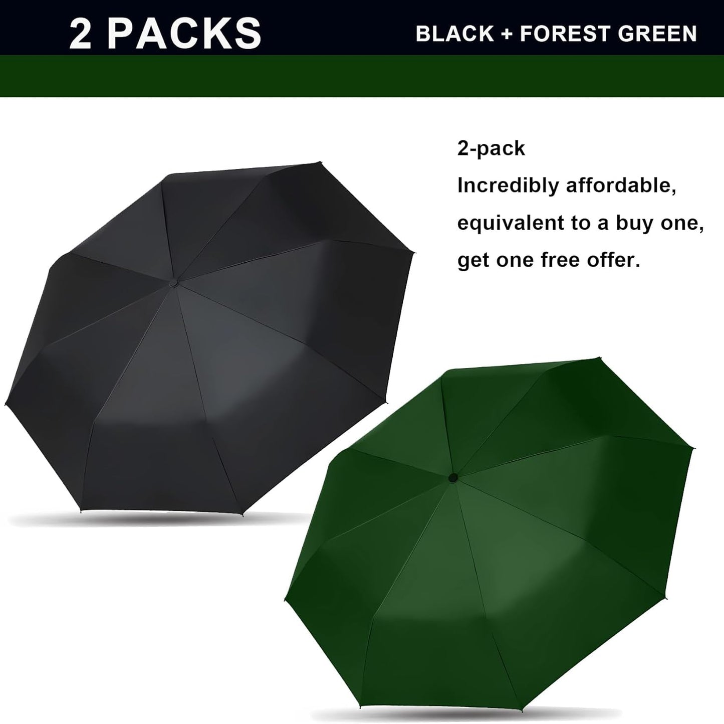 SIEPASA Two Packs Auto Open & Close Small Travel Umbrella Compact for Backpack-Umbrellas for Rain