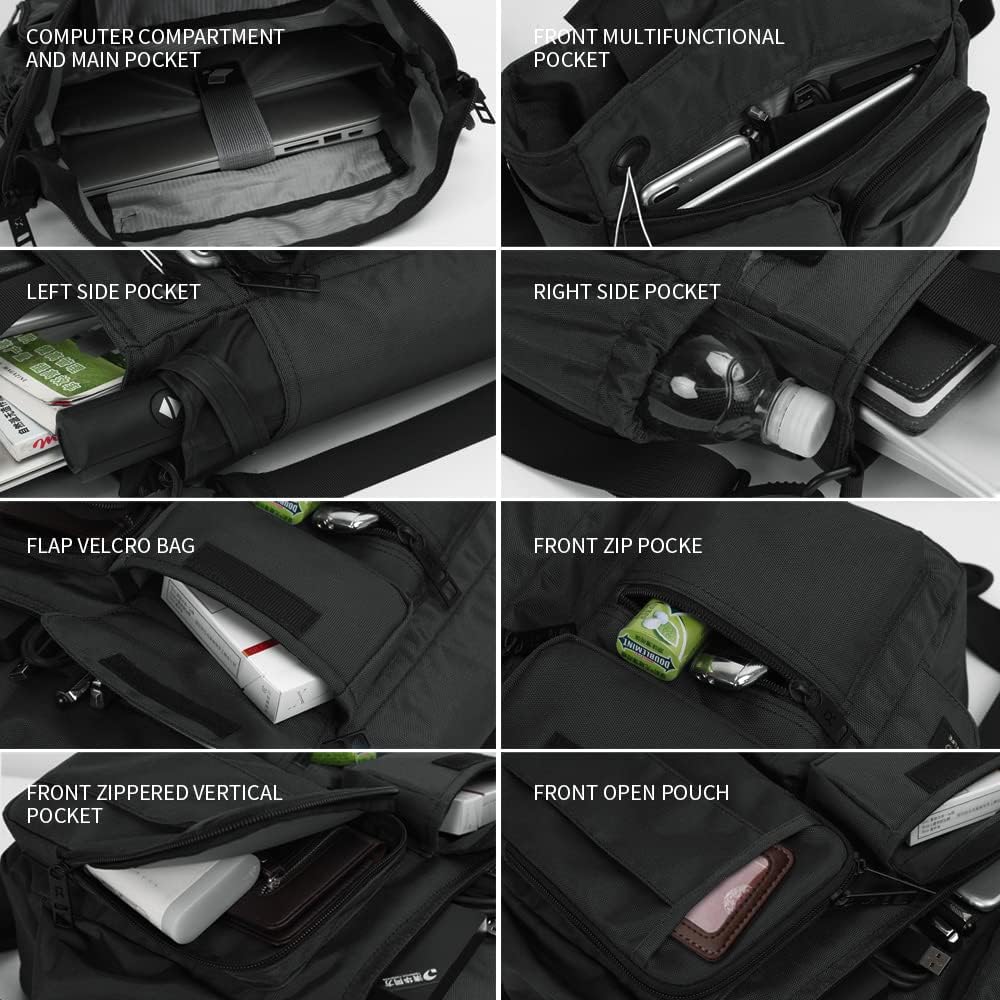 Mens Messenger Bag Laptop Shoulder Bag Computer Work Office Bag Waterproof Briefcases for Travel Work