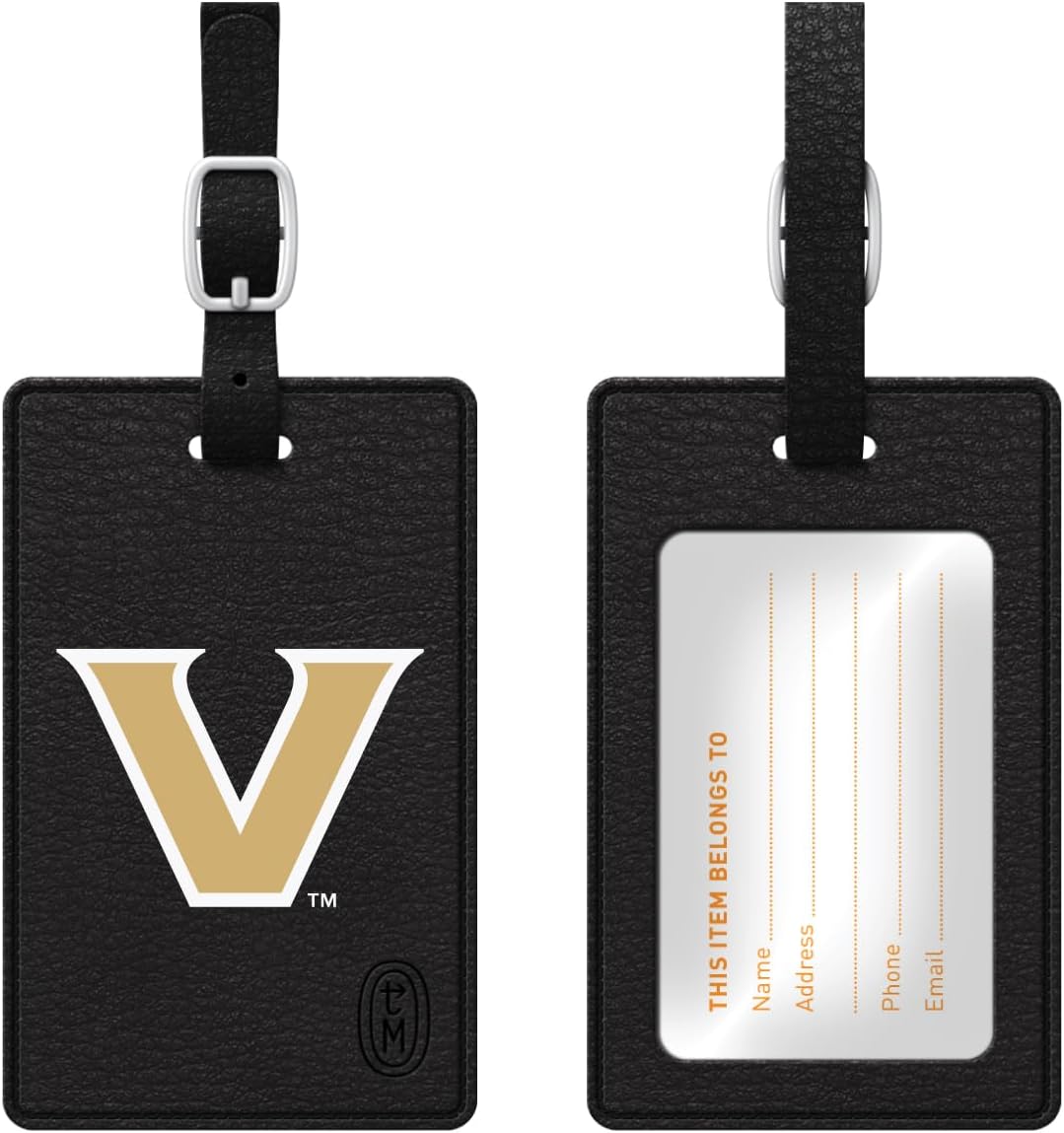 OTM Essentials Vanderbilt University Faux Leather Luggage Tag, Durable Travel Accessories with Adjustable Strap and ID Card, Classic