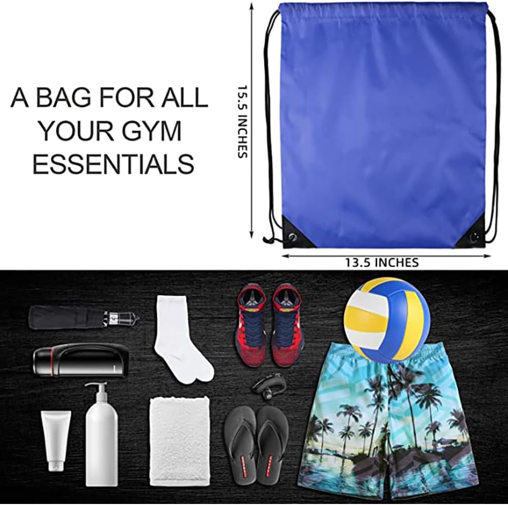 GoodtoU Drawstring Backpacks, Bags Bulk Nylon Backpack Draw String Back Bag Cinch Sack Gym Bag for Sport, Traveling, Team (Blue, 128Pcs)
