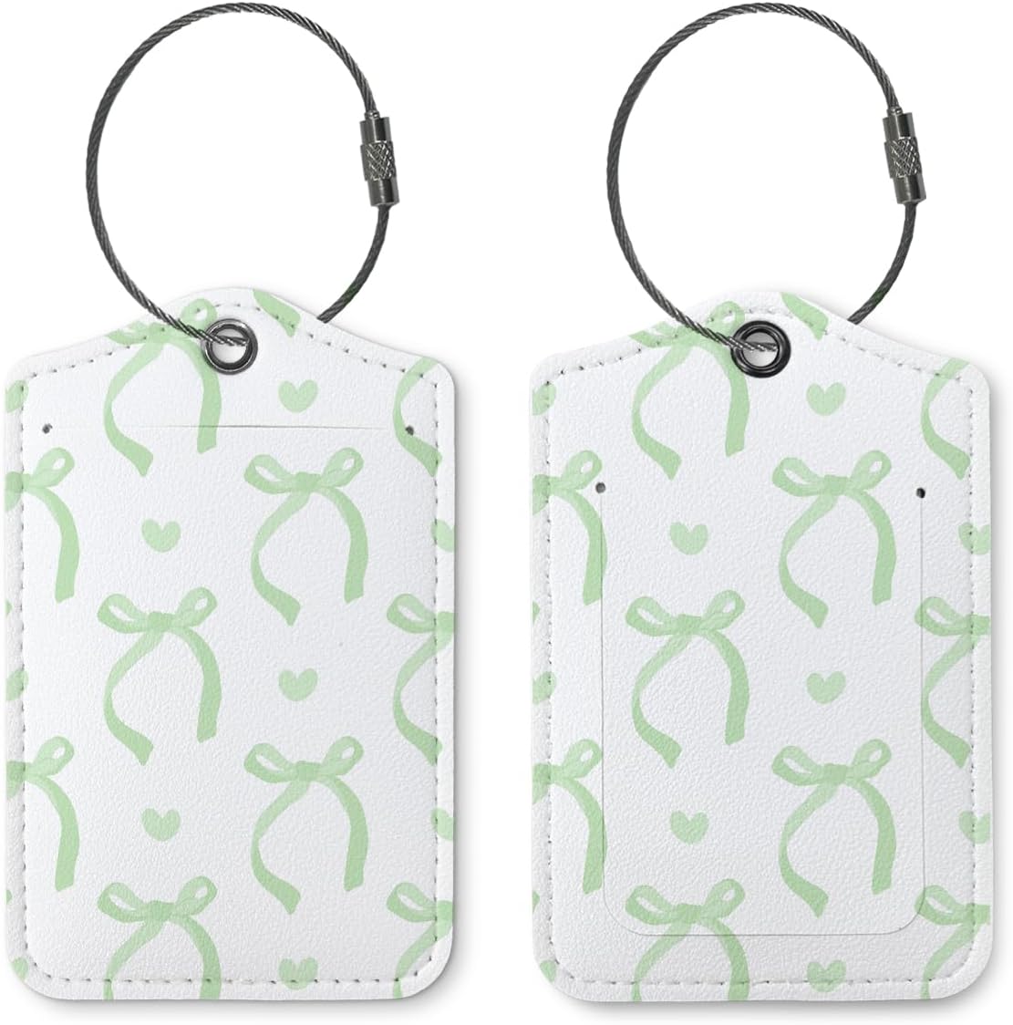 Coquette Luggage Tags for Suitcases,Sage Green Bow Cute Luggage Tags for Women, Preppy Gifts, Cute Trendy 2 Pack Luggage Tag for Travel,Teen Girls Gifts Suitcase Tags