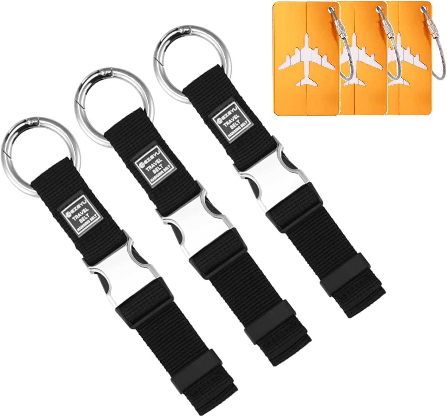 3PCS Heavy Duty Add a Bag Luggage Straps Jacket Gripper 3PCS Luggage Tag Suitcase TravelTags with