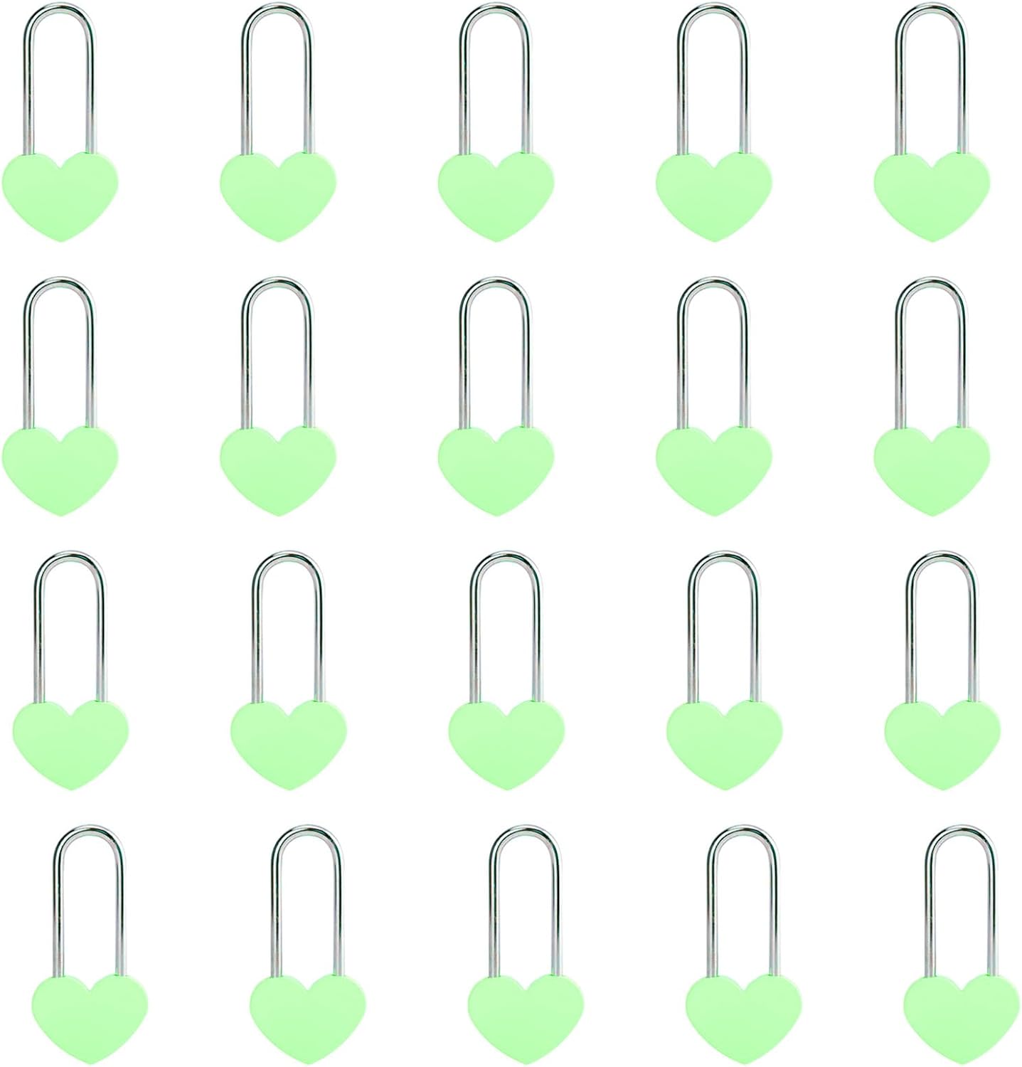 20PCS 3.5" 50mm Love Lock Heart Padlock,Green Single Heart Lock for Lovers Wedding,Valentines,Anniversary,Travel(NO Key)