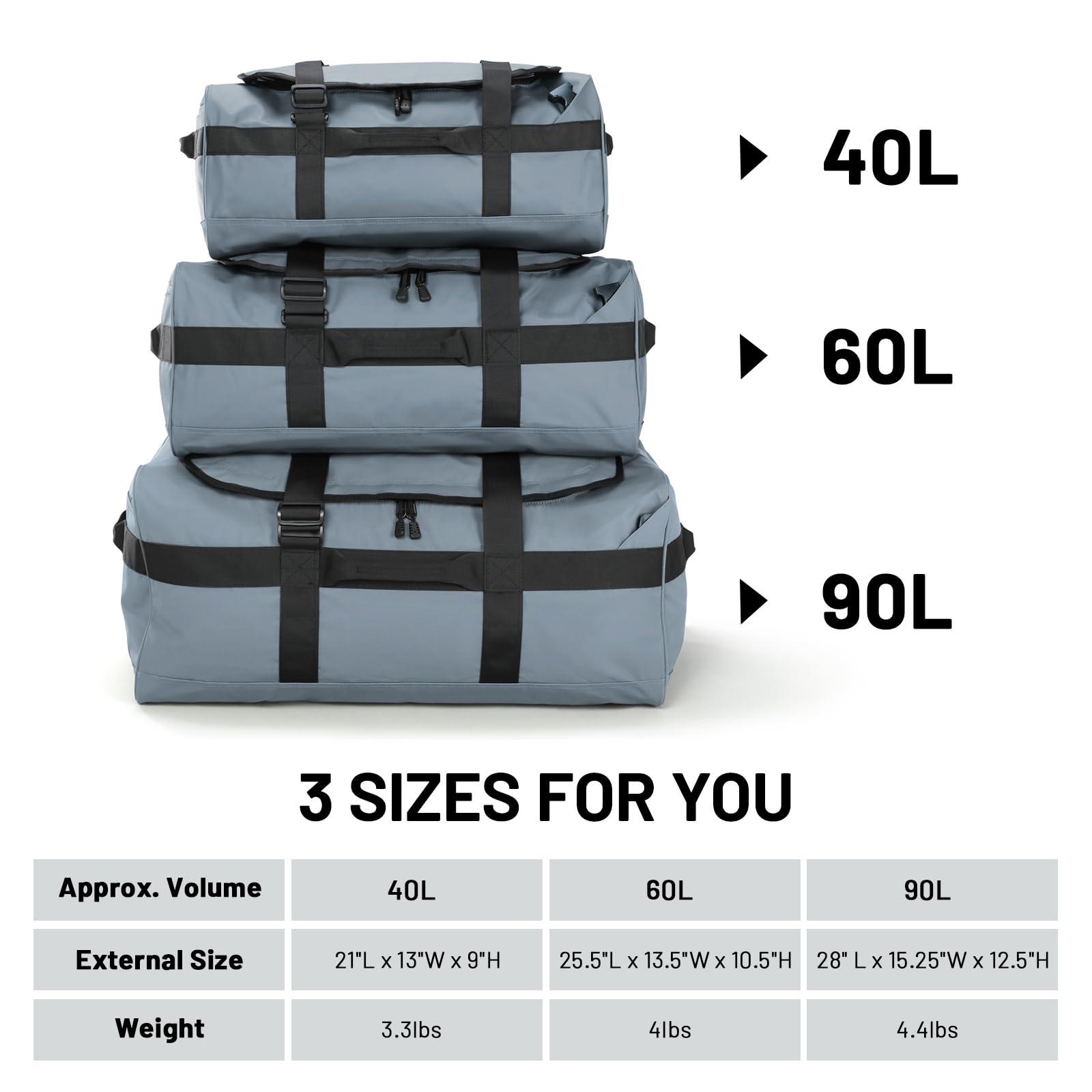 MIER 40L/60L/90L Water Resistant Backpack Duffel, Heavy Duty Duffle Bags