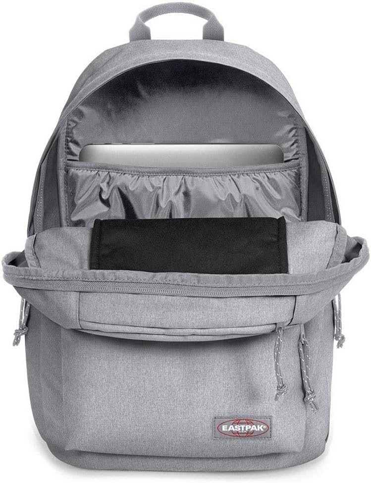 EASTPAK Padded Double – 24L Squared Backpack with Dual Front Pockets, 13” Laptop Sleeve, Bottle Holder & Padded Straps, Sunday Grey