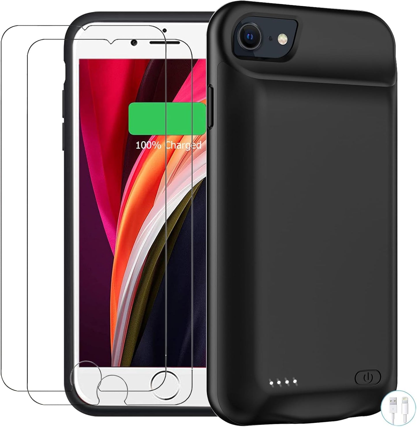 Battery Case for iPhone 6/6s/7/8/SE 2/SE 3, Enhanced 10000mAh High Capacity Portable Protective Charging Case Compatible with iPhone 6/6s/7/8/SE 2/SE 3 (4.0 inch) Extended Battery Charger Case (Black)