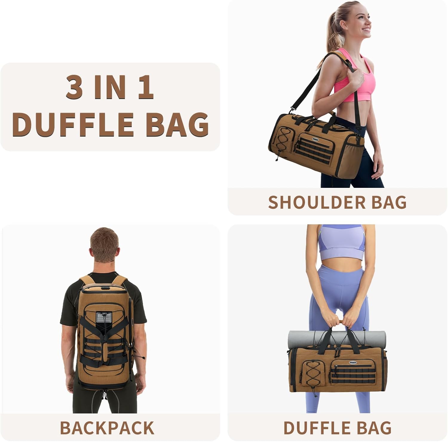 Bosstin Gym Bag for Men & Women,45L Travel Duffle Sports Duffel Bag Gym Weekender Overnight