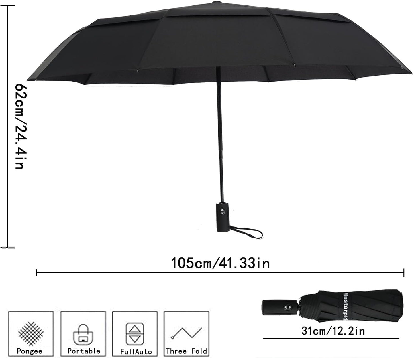 Windproof Travel Umbrella - Automatic, Compact, Windproof