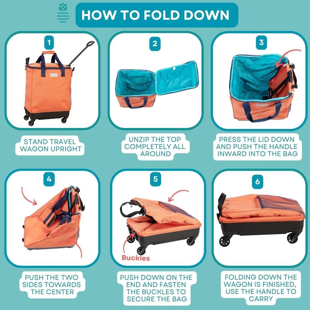 Haul-It Foldable Rolling Tote – Patented Heavy-Duty Utility Bag with 8 Spinner Wheels, – Reusable Grocery Cart, Laundry Carrier, Travel Tote, Commuter Bag for Shopping & More- Orange