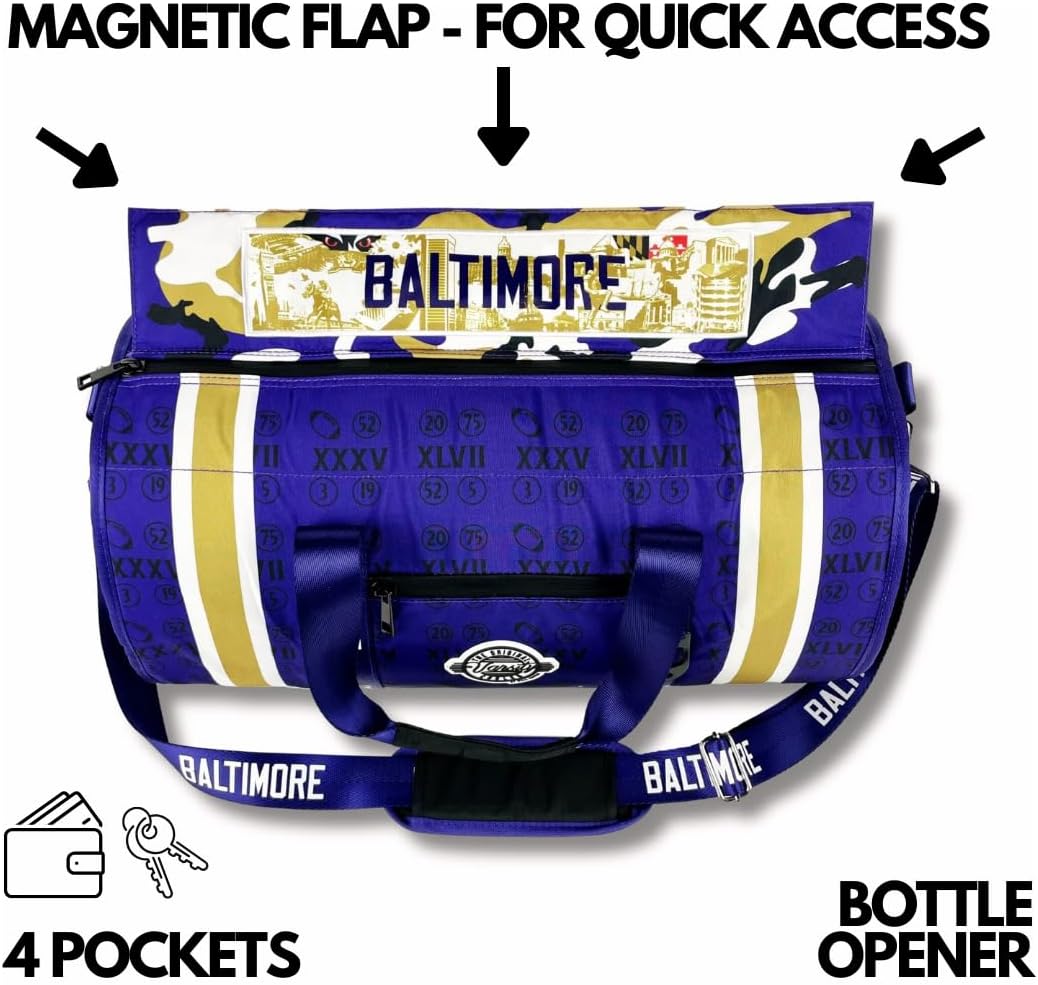 Varsity Cooler Baltimore Travel Party Duffel & Cooler – 30 Can Leakproof Insulated Tote Bag, Waterproof Soft compartment for Tailgating, Golf, Beach, Carry-On Luggage & Outdoor Sports
