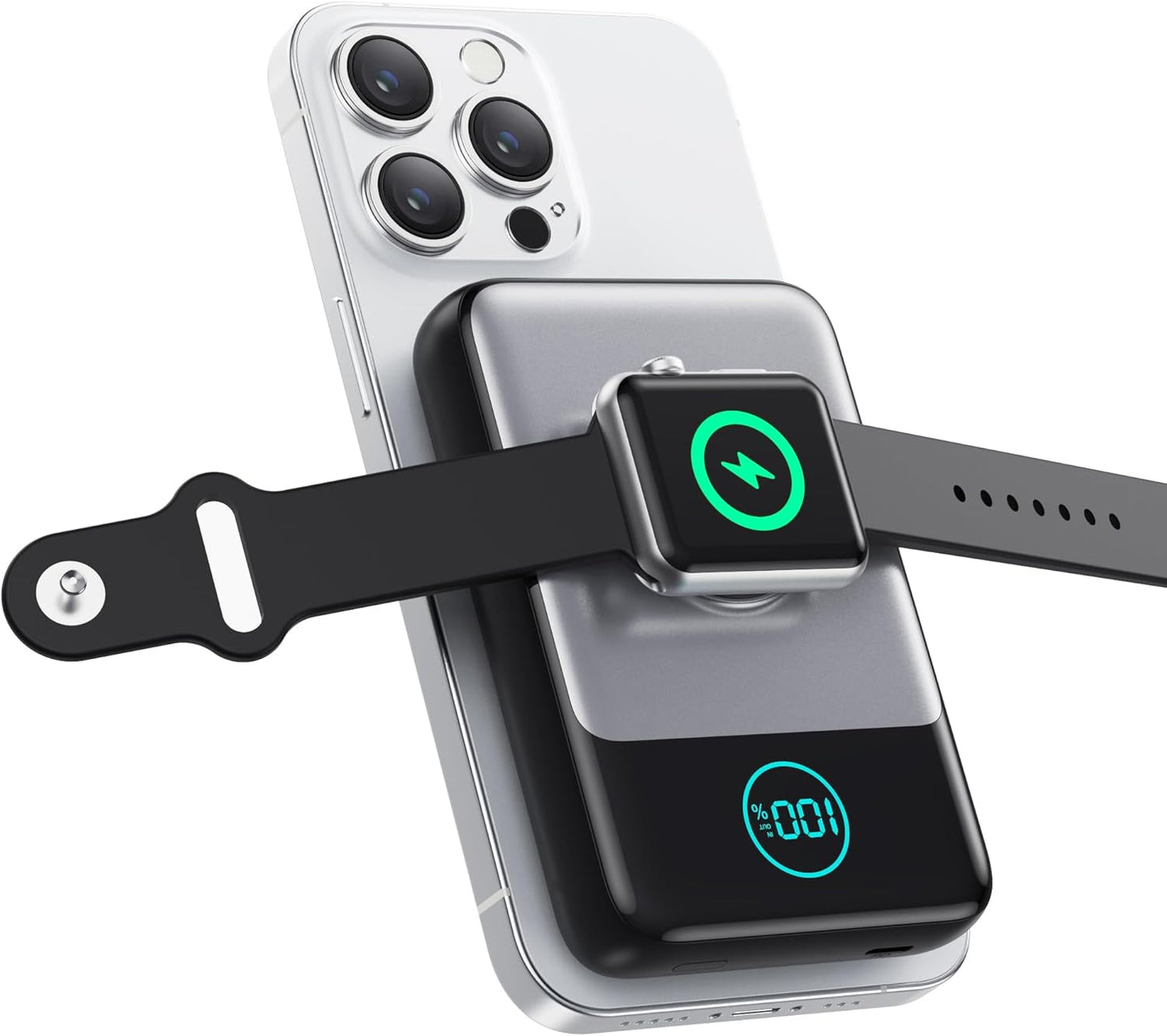 Magnetic Portable Charger for iPhone, 10800mAh Qi2 15W Wireless Power Bank with iWatch Charger,30W PD Fast Charging USB-C Travel Essentials Battery Pack for Magsafe,iPhone 17/16/15/14/13, Apple Watch
