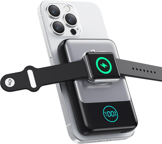 Magnetic Portable Charger for iPhone, 10800mAh Qi2 15W Wireless Power Bank with iWatch Charger,30W PD Fast Charging USB-C Travel Essentials Battery Pack for Magsafe,iPhone 17/16/15/14/13, Apple Watch