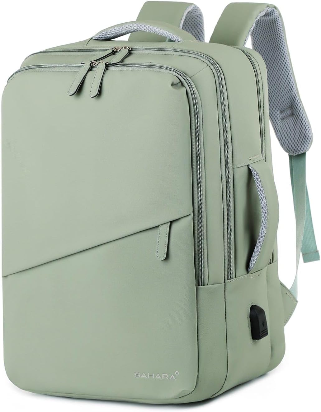 SAHARA - Multi-Compartment Travel & Laptop Backpack with USB Charging Port for Laptops up to 16-inch, Green, (LT00102)